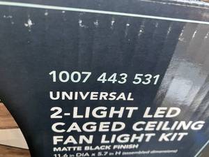 lot 100 image: Lot of Four Hampton Bay Universal Matte Black Ceiling Fan LED Light Kit