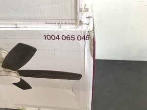 lot 101 image: Lot of Two Home Decorators Collection Ashby Park 44 in. White Color Changing Integrated LED Brushed Nickel Ceiling Fan with Light Kit and 3 Reversible Blades