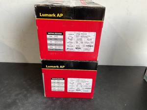 lot 109 image: Lot of Two Lumark WP 250-Watt Equivalent Integrated LED Bronze Dimmable Wall Pack Lights