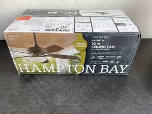 lot 113 image: Hampton Bay Gazebo III 52 in. IndoorOutdoor Natural Iron Ceiling Fan with Light Kit