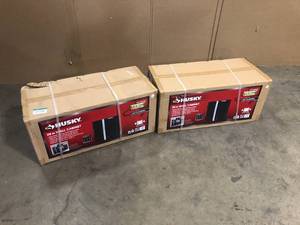lot 6 image: 2 Lots of Husky Ready-to-Assemble 24-Gauge Steel Wall Mounted Garage Cabinet in Black (28 in. W x 29 in. H x 12 in. D)  Customer Returns See Pictures