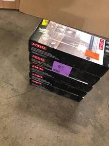 lot 25 image: Lot of Delta Silverton Telescoping Free-Standing Toilet Paper Holder in Chrome Customer Returns See Pictures