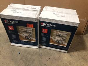 lot 34 image: 2 Lots of ClosetMaid 27 in. H x 21 in. W White Steel 4-Drawer Wide Mesh Wire Basket  Customer Returns See Pictures