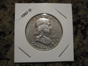 1957-D (Denver Mint) Franklin Silver Half Dollar