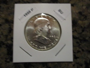 1958-P (Philadelphia Mint) Franklin Silver Half Dollar - Cartwheel Effect and Mint Luster