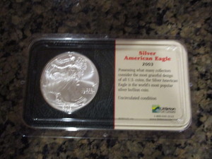 2003 Uncirculated American Silver Eagle in Littleton Coin Company Holder