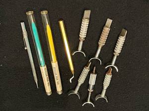 lot 73 image: Barry King Swivel Knives, Stylus Pen, & More Vintage Leather Making Tools