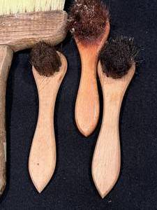 lot 85 image: Vintage Leather WaxingCleaning Brushes