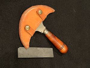 lot 87 image: Vintage CS Osborne & Co Round Knife in Sleeve, Sharpener