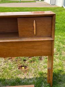 lot 94 image: MCM Full Sized Shelf-Headboard Bed Frame