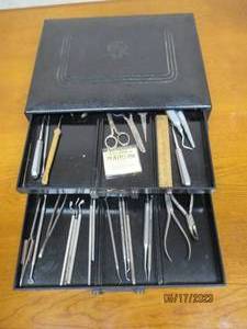 lot 20 image: Vintage dental tool box with tools...