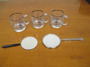 lot 25 image: Vintage mirrors and Dental Society mugs