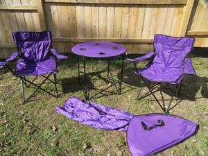 lot 5 image: NEW MYSTIC TAILGATE FOLDING POP UP TABLE  CHAIRS