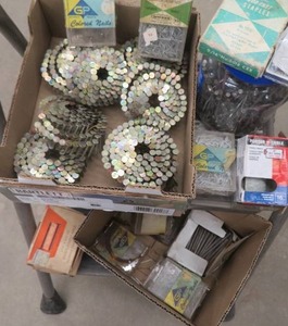 lot 126 image: NAILS, STAPLES, SCREWS, MOST NEW