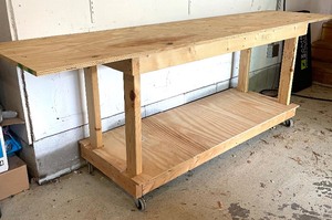 lot 133 image: Wooden Workbench on Casters