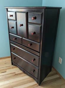 lot 10 image: Dark Wood Highboy Dresser