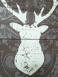 lot 157 image: Painted Wood Deer Wall Decor