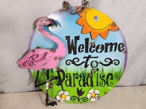 lot 171 image: New Handmade Recycled Metal Art Hanging Sign