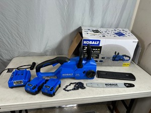 lot 12 image: Kobalt 24 Volt Cordless Chainsaw with 2 Batteries and Charger