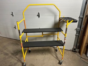 lot 3 image: New Metaltech 4.8 H ft. x 4.1 ft. L x 1.8 ft. D Mini Scaffold Platform with Wheels and Tool Shelf