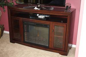 lot 887 image: Wood Entertainment Center  Fireplace