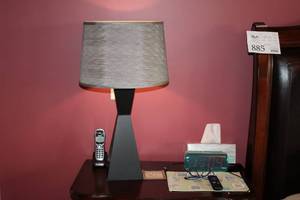 lot 898 image: Lot of (2) 26 Modern Style Table Lamps with Round Lamp Shades