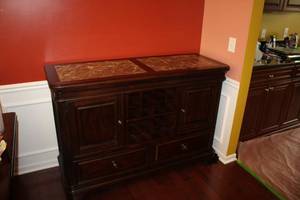 lot 888 image: Marble Insert Top  Wood Buffet