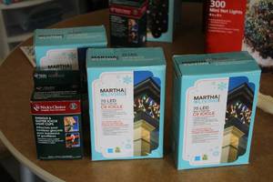 lot 1010 image: Lot of (3) Martha Living 70 LED Multi Color C9 Icicle with Nicks Choice Shingle and Gutter Icicle Light Clips