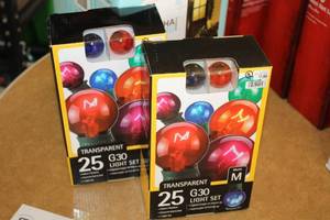 lot 1012 image: Lot of (2) Transparent 25-bulb G30 Light Sets (in box)