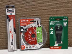 lot 30 image: NEW DIABLO SAW BLADE, MASTERFORCE END CUT BLADE & MORSE SAW BLADE