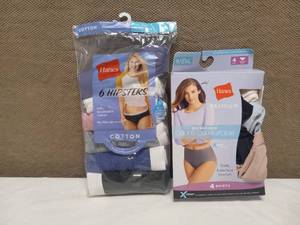lot 48 image: 2 NEW HANES WOMENS HIPSTERSBRIEF SIZE 9