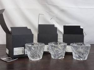 lot 36 image: Three Orrefors Icy Martti Rytkonen Crystal Votives