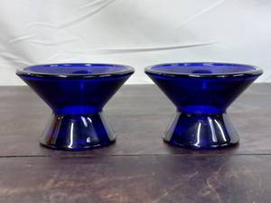 lot 156 image: Pair Of Cobalt Blue Votives