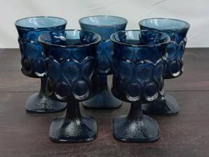 lot 168 image: Set Of Five Blue Glass Goblets