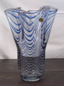 lot 180 image: Neman Cobalt & Clear Glass Swing Vase