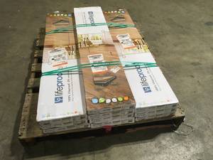 lot 23 image: Pallet of Lifeproof Walton Oak 6 MIL x 6 in. W x 48 in. L Click Lock Waterproof Luxury Vinyl Plank Flooring (19.5 sqftcase) (10 Boxes)    Customer Returns See Pictures