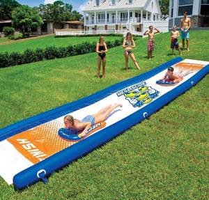 lot 10 image: WOW SPORTS Mega Water Slide - Giant Backyard Slide with Sprinkler, Slip and Slide for Adults and Kids, Extra Long 25 ft x 6 ft