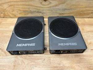 lot 114 image: MEMPHIS Lot of 2- SA110SPD 10 200W RMS 2-Ohm Nanoboxx Powered Under Seat Enclosed Subwoofers