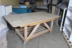 Huge Rolling Work Station - 84 x 48 work top - 35 high with heavy duty casters