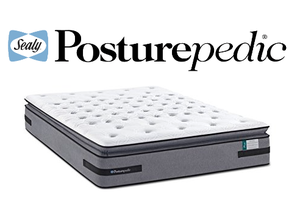 lot 14 image: Brand New Sealy Posturepedic Gel Series Cushion Firm Euro Pillow Top King Mattress