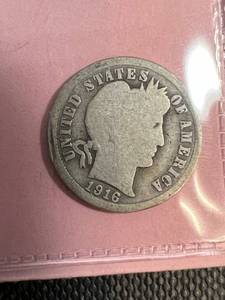 1916 US BARBER DIME