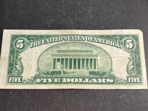 1928C US RED SEAL $5 SILVER CERTIFICATE