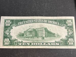 1934A US GREEN SEAL $10 FEDERAL RESERVE NOTE