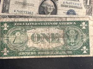 GROUP OF 8 US $1 SILVER CERTIFICATES 1934 1935 1957 MIXED DATES