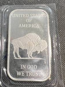 1 TROY OZ .999 FINE SILVER BAR INDIAN BUFFALO