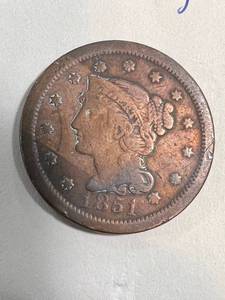 1851 US BRAIDED HAIR LARGE CENT