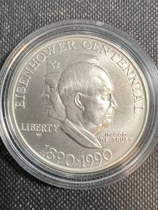 1990 US SILVER DOLLAR EISENHOWER COMMEM IN AIRTITE 90% SILVER