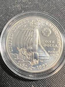 1992 US SILVER DOLLAR COLUMBUS COMMEM 90% SILVER IN AIRTITE
