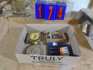 lot 174 image: Qty of 2 tape measurestapsscrew extractors. As shown.