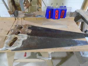 lot 180 image: Qty of 3 vintage saws. As shown.